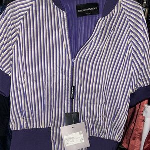 Emporio Armani Purple and White Zip-Up Dress